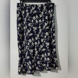 Vintage, View women's floral print high-low skirt.